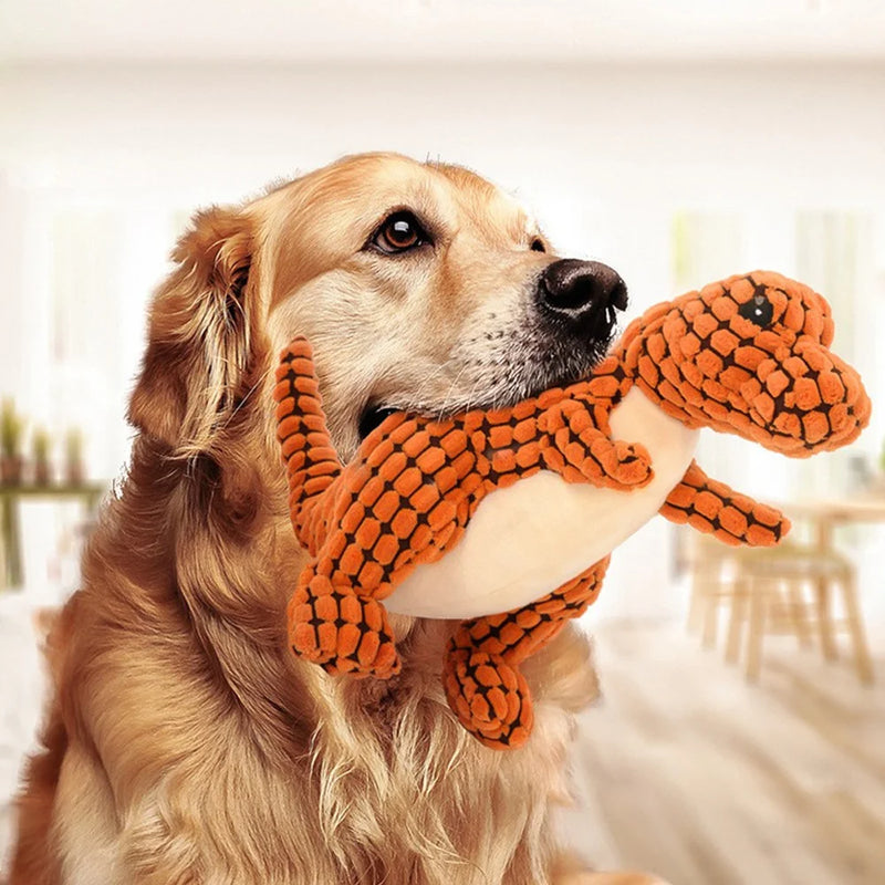Dinosaurio de Peluche Interactivo FURLUXE™ | Juguete Resistente para Perros y Gatos